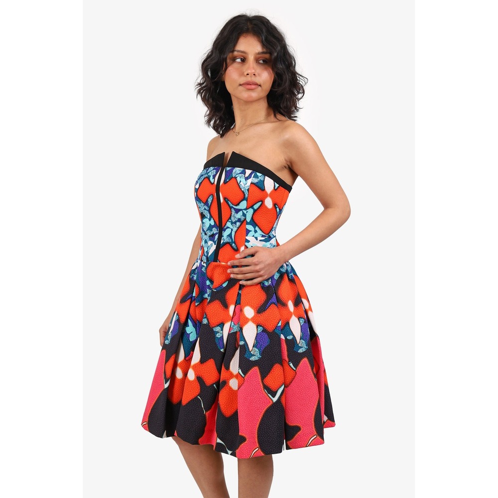 Peter Pilotto Strapless Fit & Flare‎ Dress Bold Floral Print Party Cocktail 12